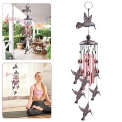 hummingbird wind chimes, metal hanging bells for outdoor home decor, sympathy memorial gift for loved ones