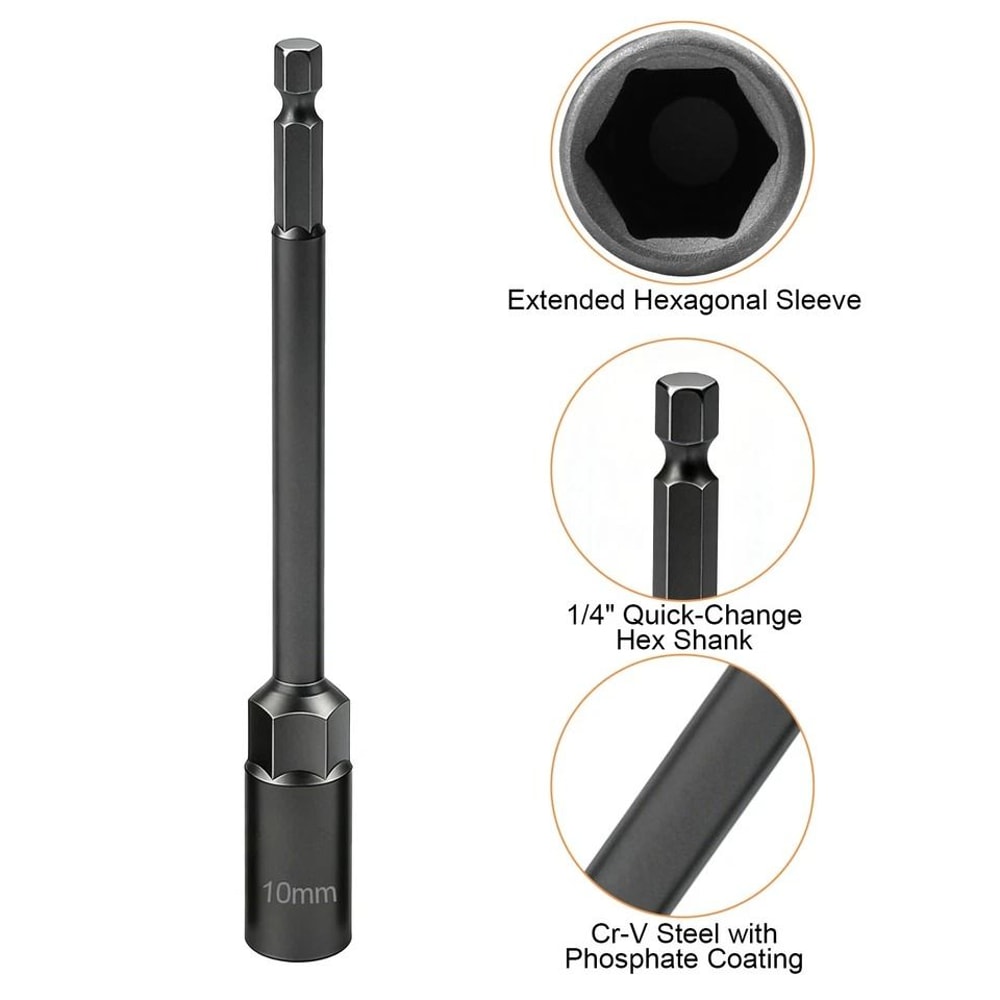 Deep Socket Magnetic Nut Driver Hex Shank For Drill Impact Long Reach Metric Socket Bit Kit 2