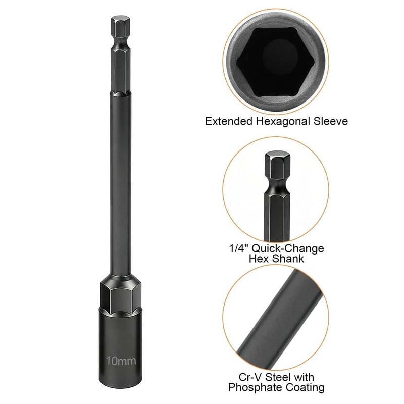 Deep Socket Magnetic Nut Driver Hex Shank For Drill Impact Long Reach Metric Socket Bit Kit 2