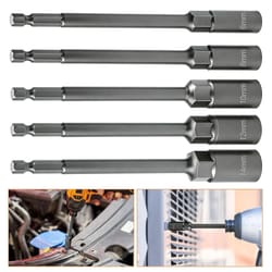 deep socket magnetic nut driver hex shank for drill impact, long reach metric socket bit kit