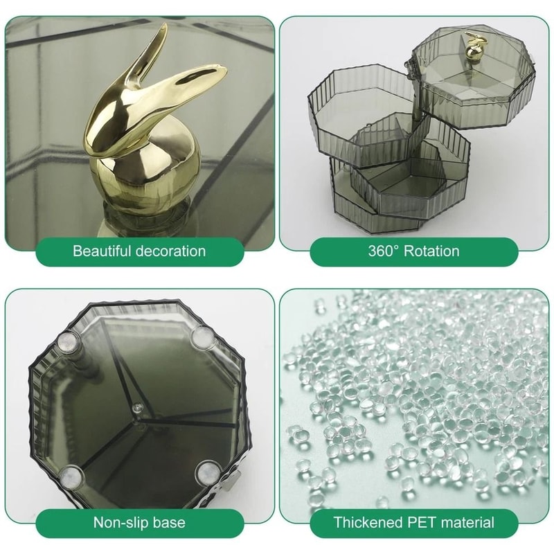 Rotatable Elegant Clear Jewelry Display Box Multi Layer Gift Organizer For Women Fruit Tray And Van 2