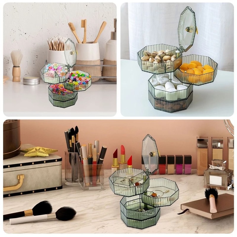 Rotatable Elegant Clear Jewelry Display Box Multi Layer Gift Organizer For Women Fruit Tray And Van 3