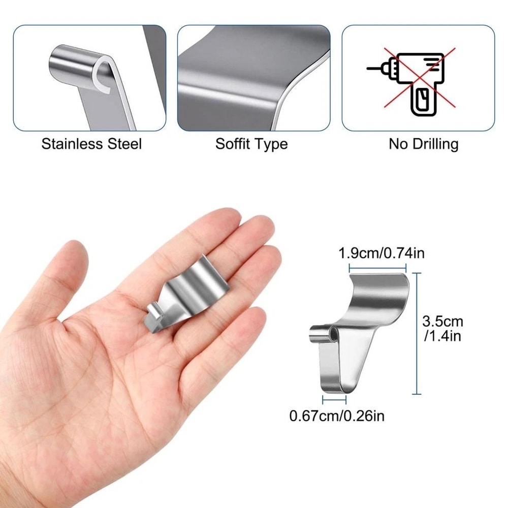 Stainless Steel Siding Hooks No Drill Heavy Duty Vinyl Siding Clips For Holiday Lights Decor Wreath 3