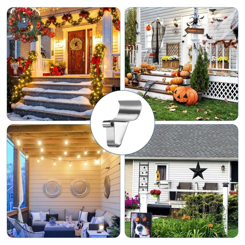 Stainless Steel Siding Hooks No Drill Heavy Duty Vinyl Siding Clips For Holiday Lights Decor Wreath 5