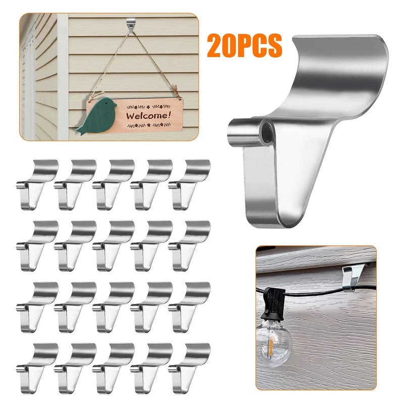 Stainless Steel Siding Hooks No Drill Heavy Duty Vinyl Siding Clips For Holiday Lights Decor Wreath 6