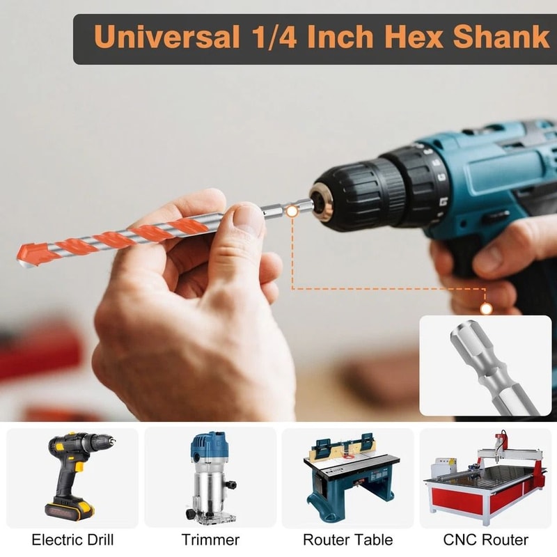 Masonry Drill Bit Set For Concrete Hex Shank Tile Glass Ceramic Brick Drilling Bits 2
