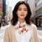Floral Chiffon Collar Scarf For Women Color Block Elegant Adjustable Neck Wrap Faux Collar 4