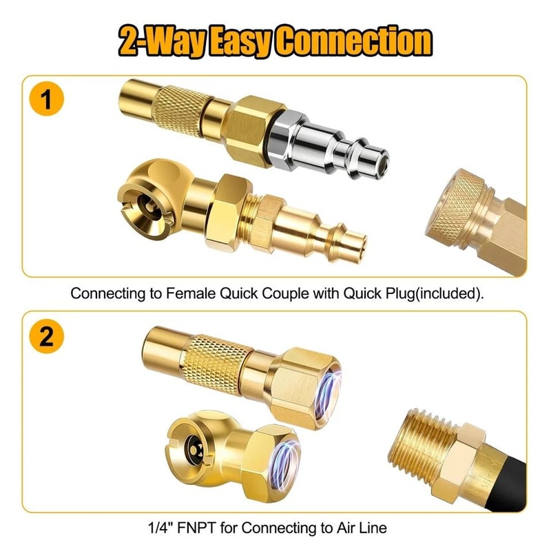 TwistOn Air Chuck Closed Ball Tire Inflator Nozzle NPT For Air Compressors Leak Proof Brass Kit 4