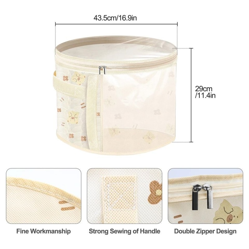 Organizer Clear Window Zipper Closure Hat Box Round Hat Storage Box For Travel Closet And Under Bed 6