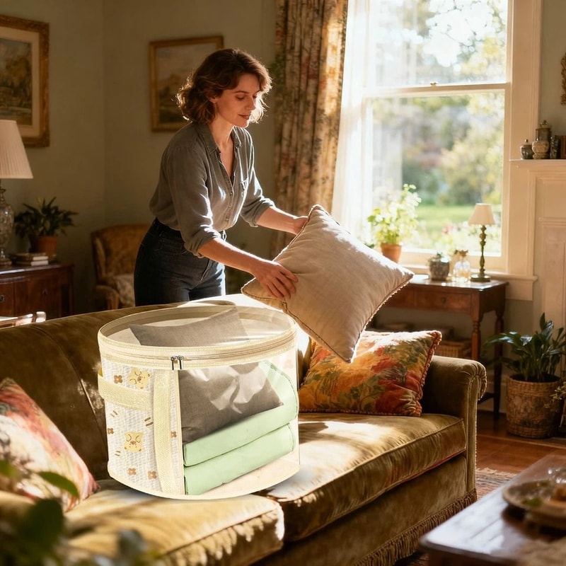 Organizer Clear Window Zipper Closure Hat Box Round Hat Storage Box For Travel Closet And Under Bed 2