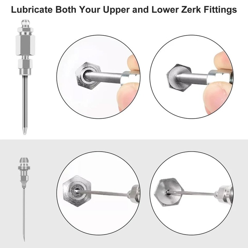 Grease Gun Coupler With Double Handles Degree Adapter Injection Needle Dispenser For Tight Spaces 4