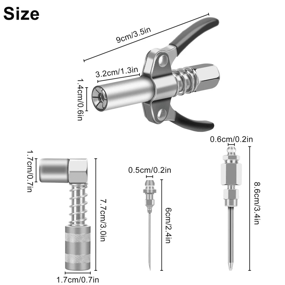 Grease Gun Coupler With Double Handles Degree Adapter Injection Needle Dispenser For Tight Spaces 6