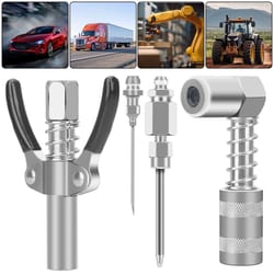 grease gun coupler with double handles, degree adapter injection needle dispenser for tight spaces