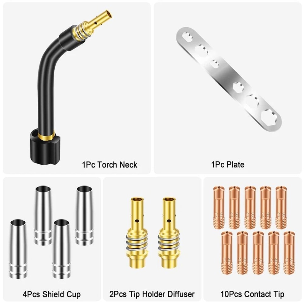 MIG MAG Welding Torch Kit Contact Tip Diffuser Nozzle Shield Cup Accessories 3