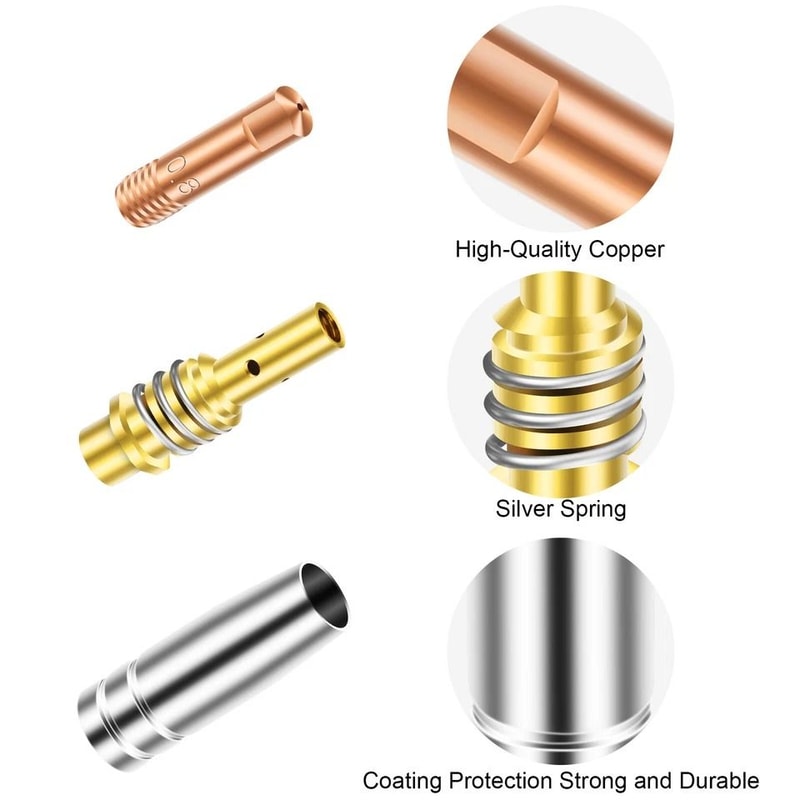 MIG MAG Welding Torch Kit Contact Tip Diffuser Nozzle Shield Cup Accessories 5