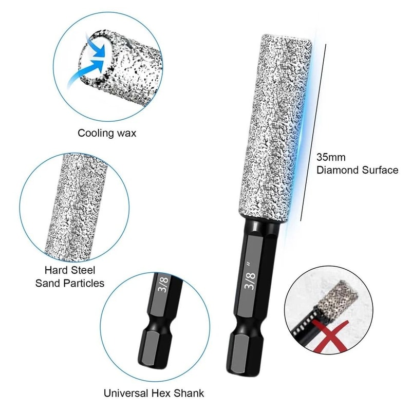 Tile Drill Bit Dry Diamond Hole Saw Kit For Porcelain Ceramic Marble Granite Home Improvement Proje 1