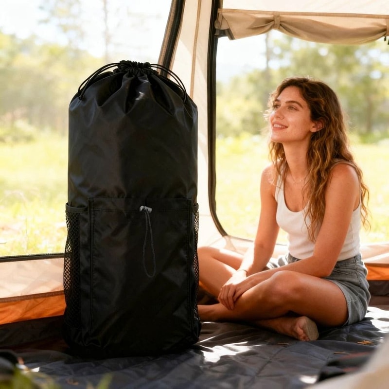 Durable Large Oxford Laundry Backpack Bag With Adjustable Shoulder Straps And Side Mesh Pockets For 1