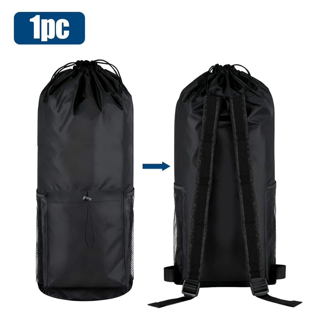 Durable Large Oxford Laundry Backpack Bag With Adjustable Shoulder Straps And Side Mesh Pockets For 6