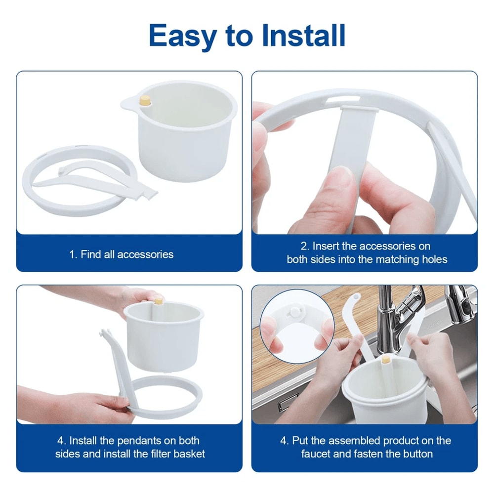 Sink Drain Basket Faucet Automatic Dumping Adjustable Hanging Filter Home Kitchen Gadget 4