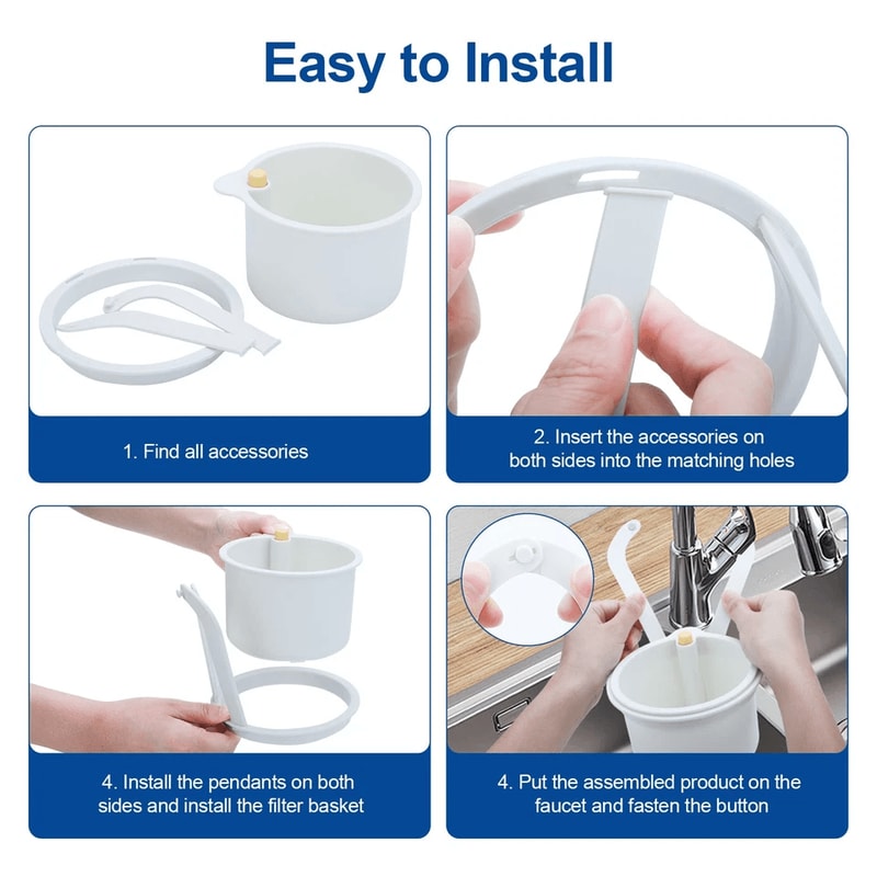 Sink Drain Basket Faucet Automatic Dumping Adjustable Hanging Filter Home Kitchen Gadget 4