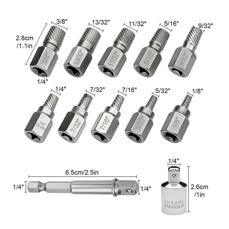 Bolt Nut Remover Kit Broken Screw Extractor For Ratchet Wrench Drill MultiSpline Heavy Duty 3