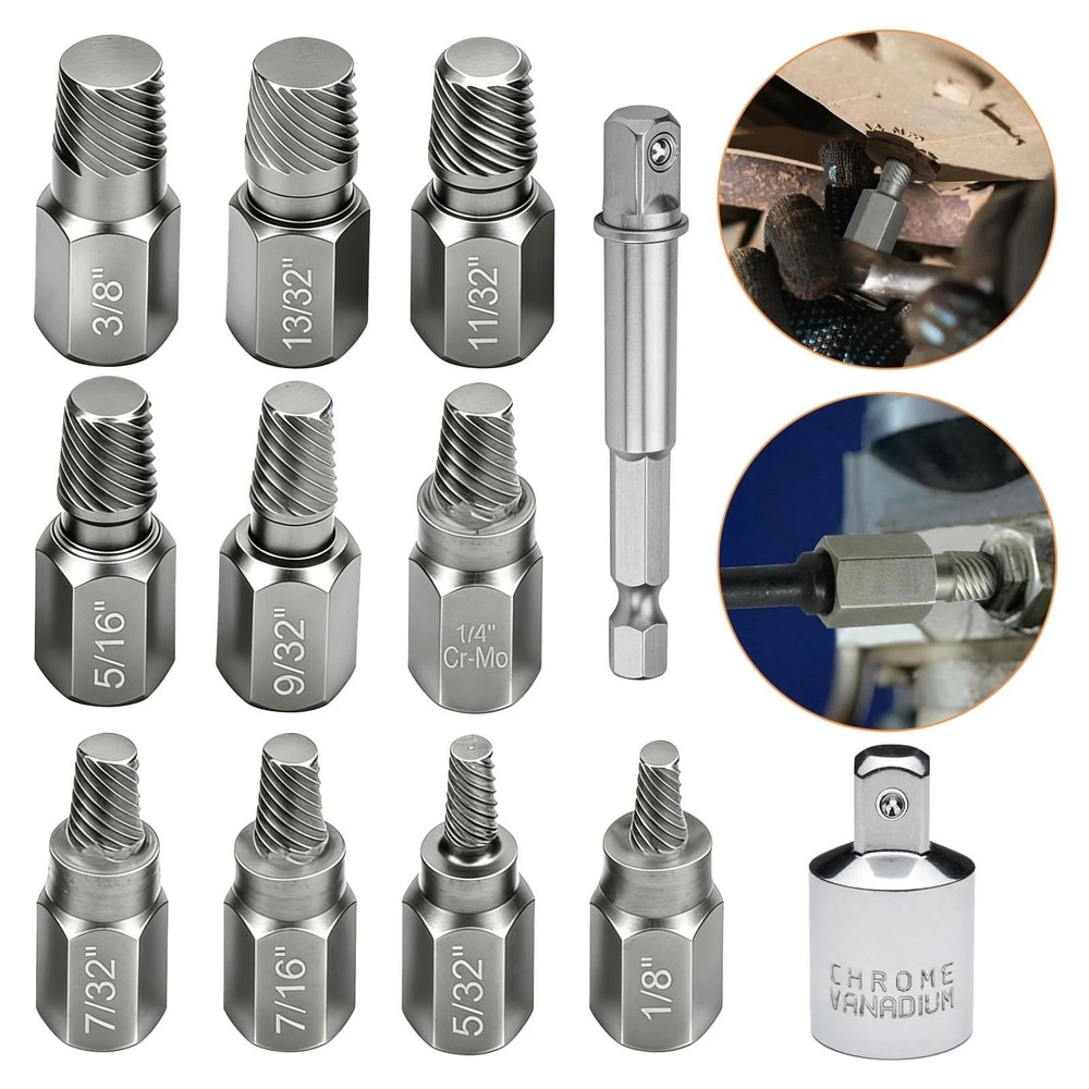 Bolt Nut Remover Kit Broken Screw Extractor For Ratchet Wrench Drill MultiSpline Heavy Duty 0
