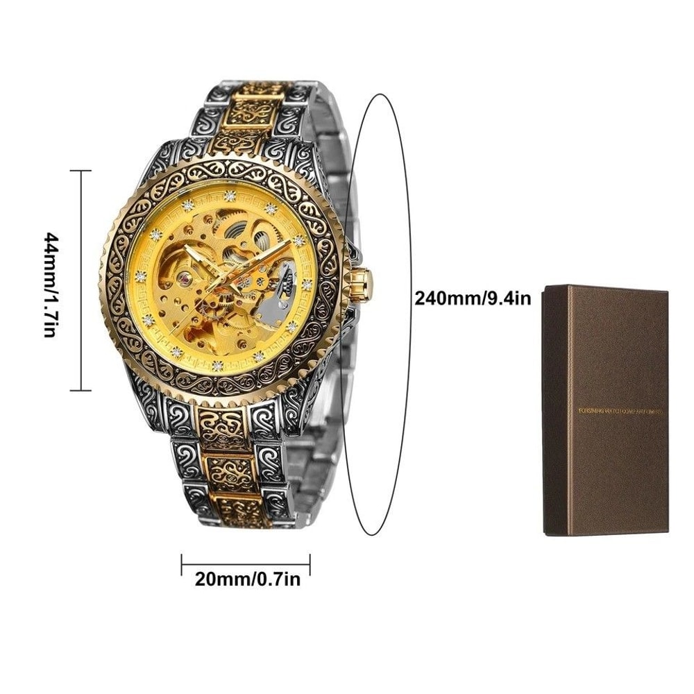 Stainless Steel Luxury Men Watch Skeleton Automatic Mechanical Carved Wristwatch For Business Or Ca 5