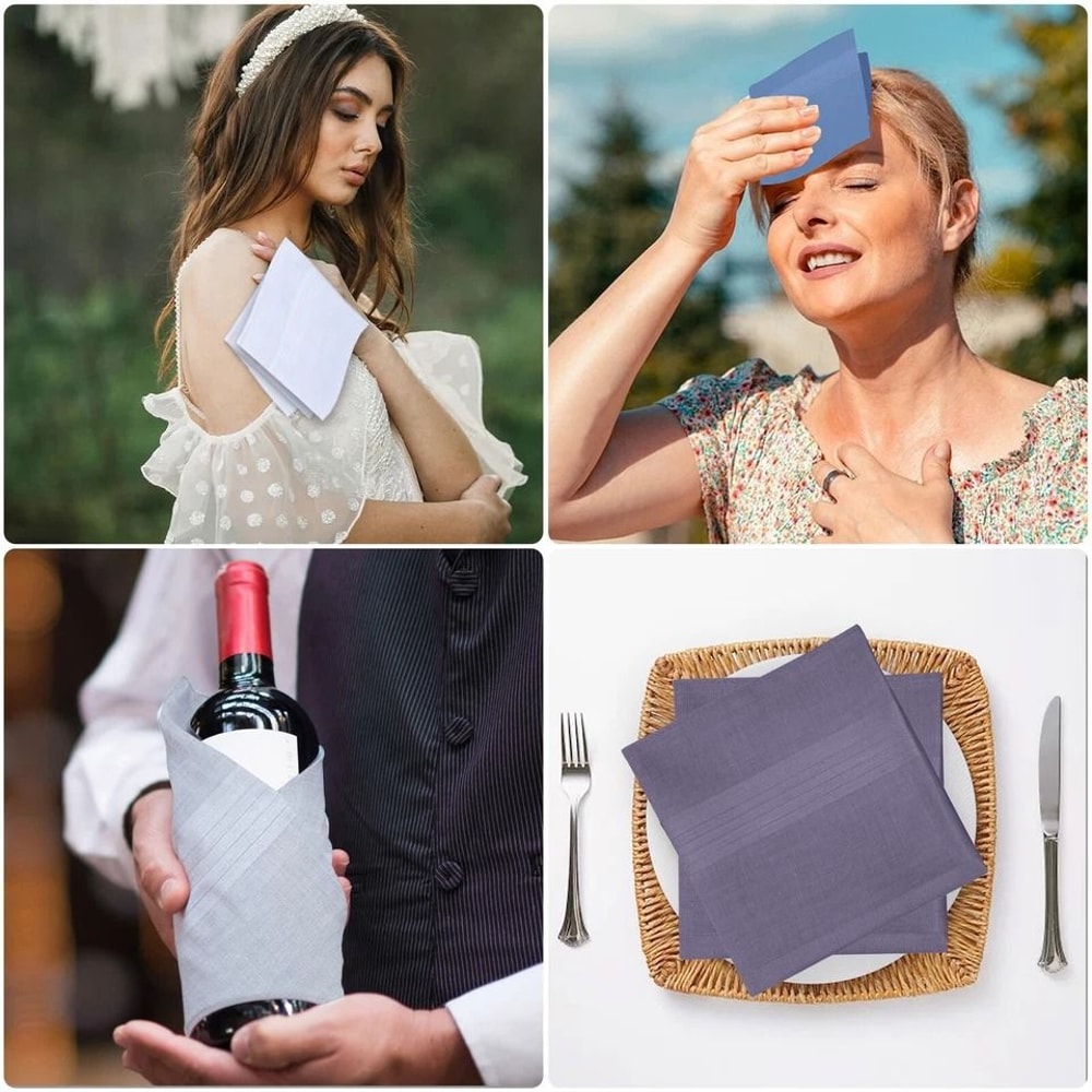 Classic Plaid Pocket Squares Mens Handkerchief Soft Cotton Hankies Compact Stylish Cotton 2