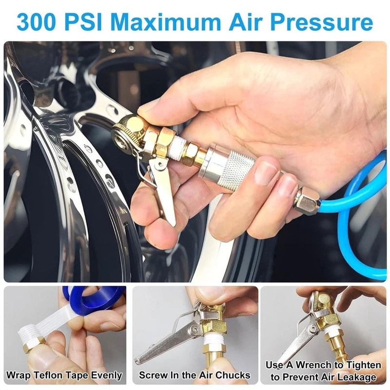 Air Chuck For Tire Inflators Brass Closed Flow Clip MNPT Quick Plug Tire Compressor Accessory 4