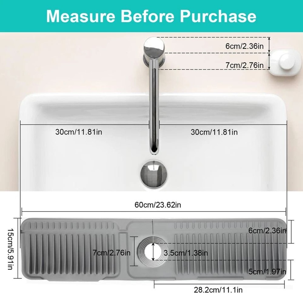 Faucet Mat For Kitchen Sink Silicone Splash Guard With Cuttable Hole Fast SelfDraining Leakproof S