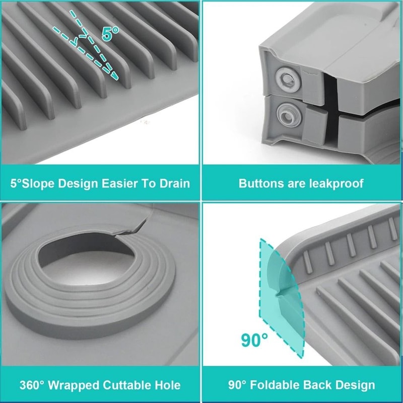 Faucet Mat For Kitchen Sink Silicone Splash Guard With Cuttable Hole Fast SelfDraining Leakproof S