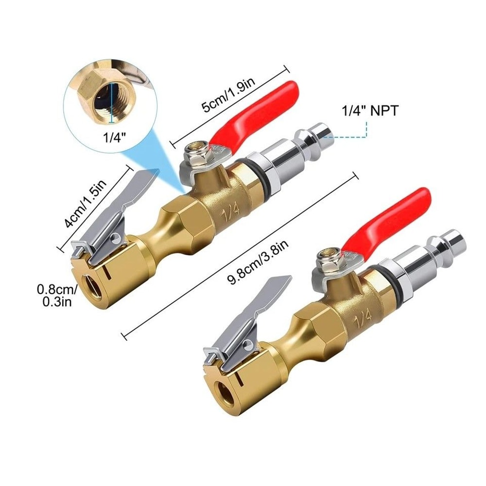 Precision LockOn Tire Chuck Brass Air Compressor Valve Rapid Inflate Deflate 6
