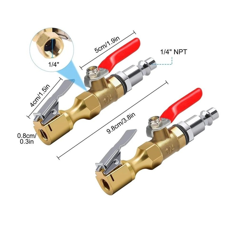 Precision LockOn Tire Chuck Brass Air Compressor Valve Rapid Inflate Deflate 6
