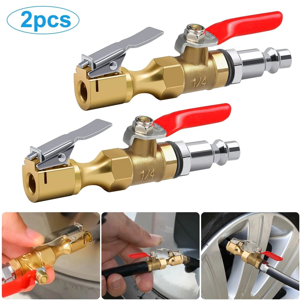 Precision LockOn Tire Chuck Brass Air Compressor Valve Rapid Inflate Deflate 1