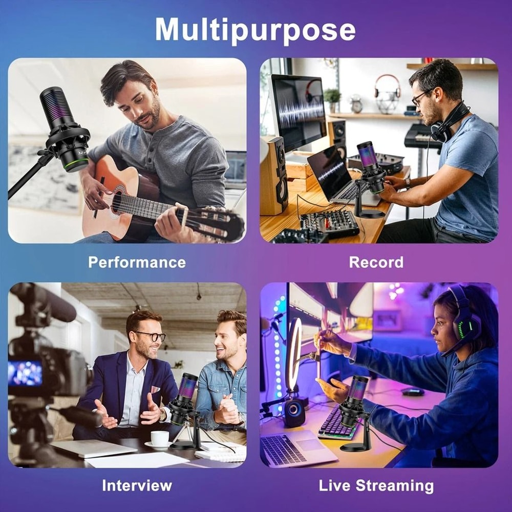 Condenser USB Gaming Microphone Cardioid Omnidirectional Noise Cancellation For PC Laptop Streamin 5