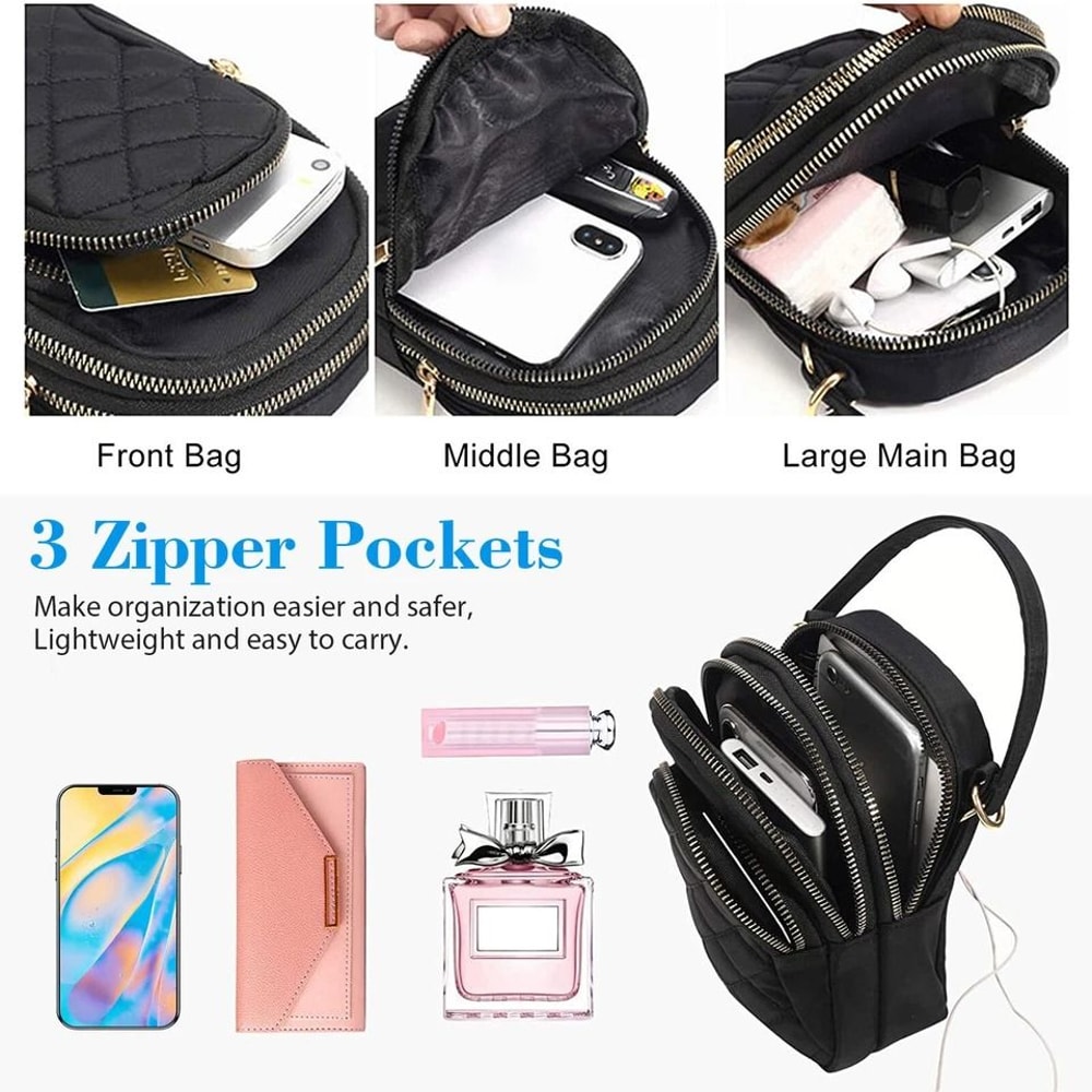 Crossbody Purse Small Cell Phone Shoulder Bag Zipper Case Pouch Wallet Handbag Adjustable Strap Fit 5