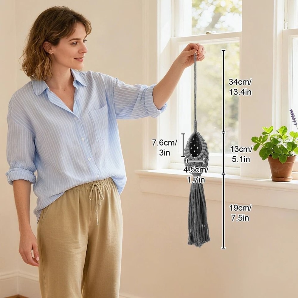 Handmade Hanging Plant Pot Crochet Kit Macrame Holder For Succulents Herb Lightweight Cotton Rope 1