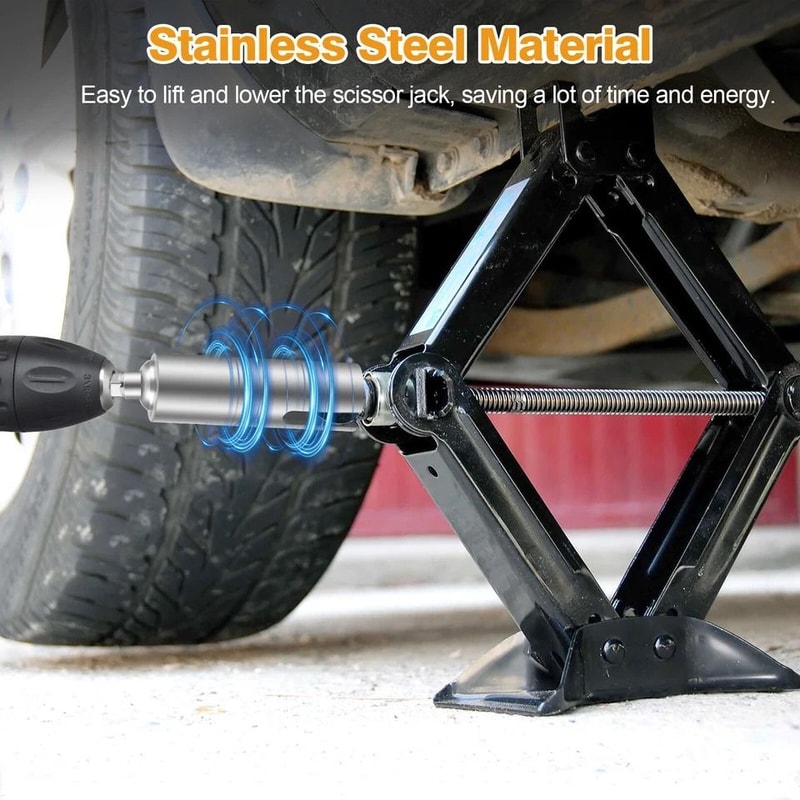 Scissor Jack Slotted Drill TSlot Stainless Steel With Adapter Bits For RV Trailer PopUp Camper Rep 2