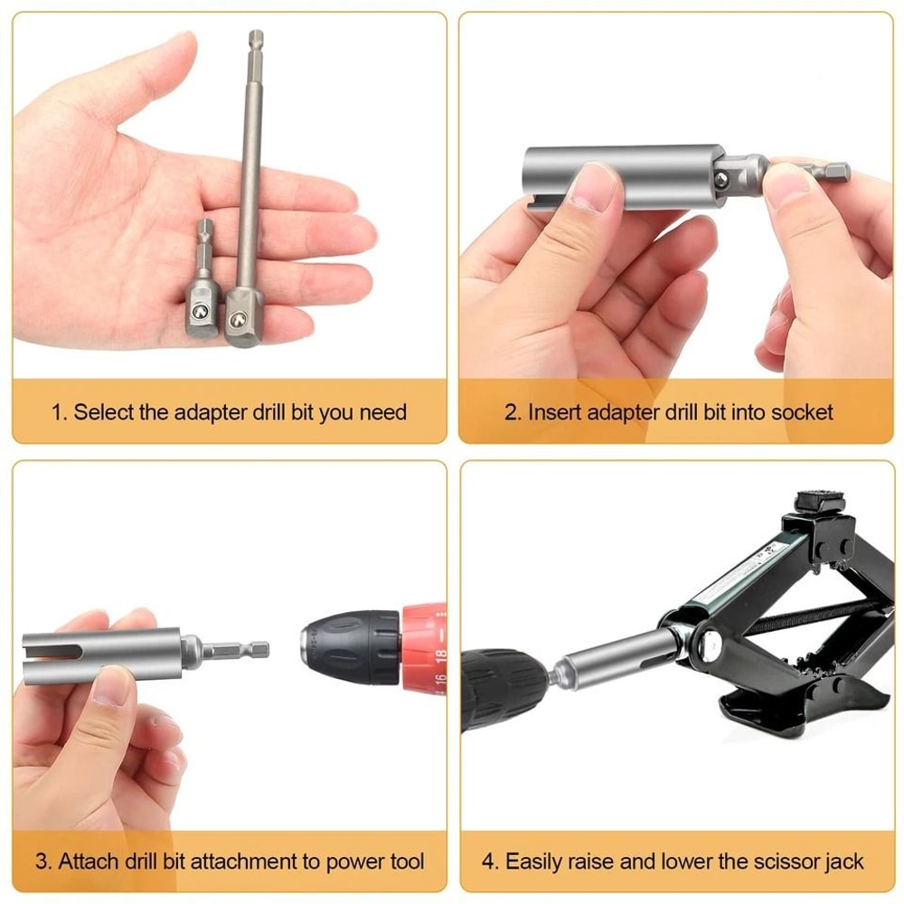 Scissor Jack Slotted Drill TSlot Stainless Steel With Adapter Bits For RV Trailer PopUp Camper Rep 4