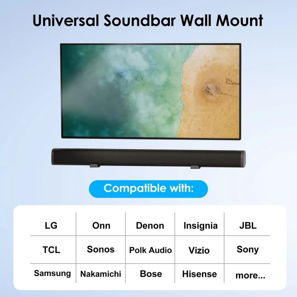 Adjustable Universal Soundbar Wall Mount Bracket For LG Sony JBL Bose Samsung Vizio Sonos And More 1
