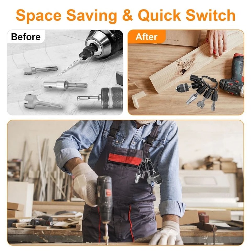 Portable Bit Holders For Shank SDS Plus Quick Release Extension Bar With Keychain For Electric And 5