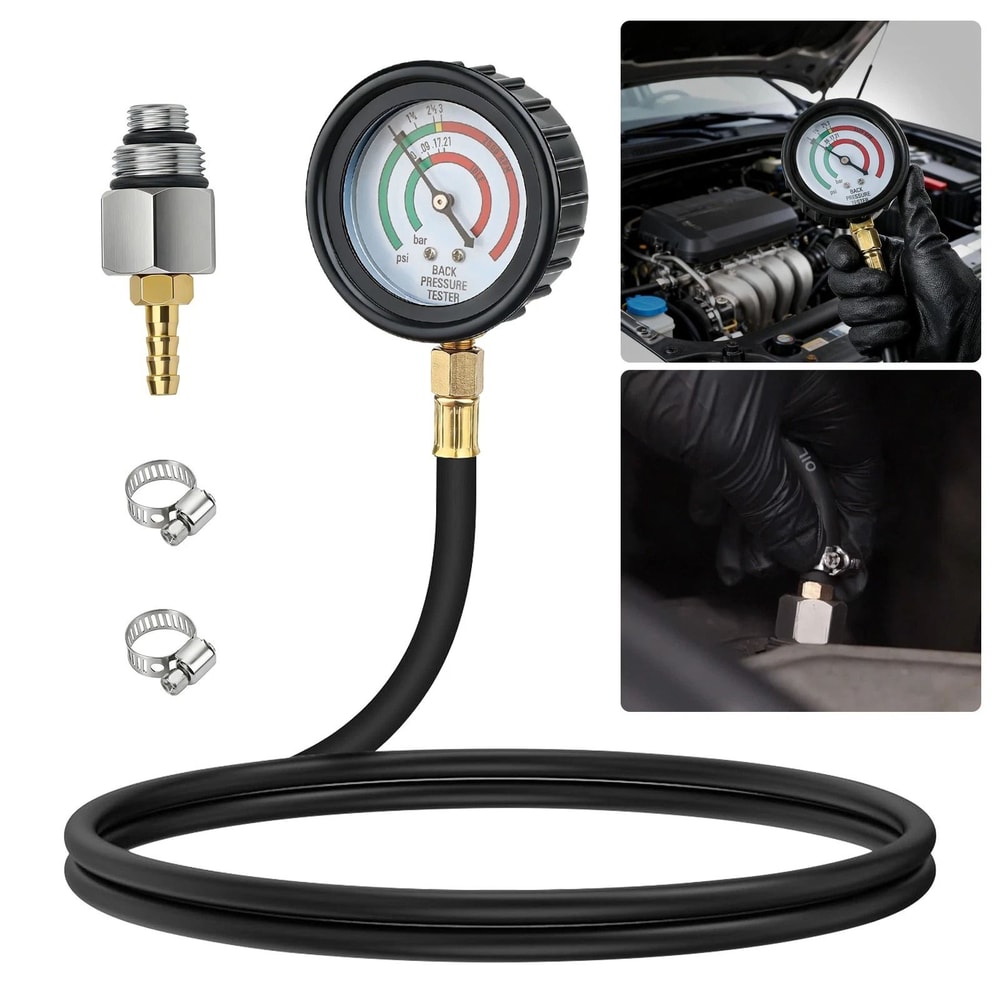 Exhaust Back Pressure Tester HighVisibility HD Pressure Gauge Hose Adapters For Quick Diagnostics 0