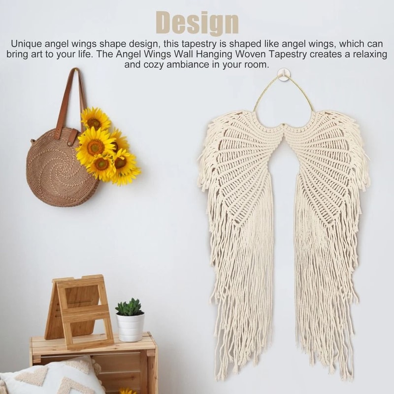 DIY Angel Wing Woven Tapestry Macrame Boho Wall Hanging Unique Home Decor Boho Room Art Perfect Gif 3