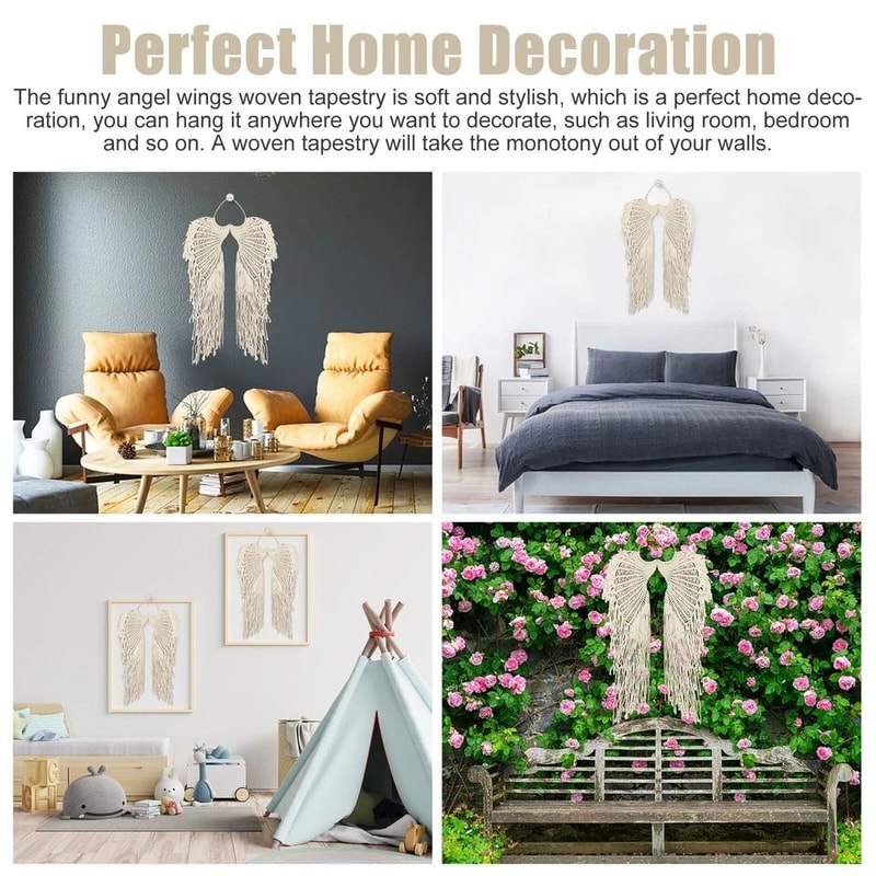 DIY Angel Wing Woven Tapestry Macrame Boho Wall Hanging Unique Home Decor Boho Room Art Perfect Gif 5