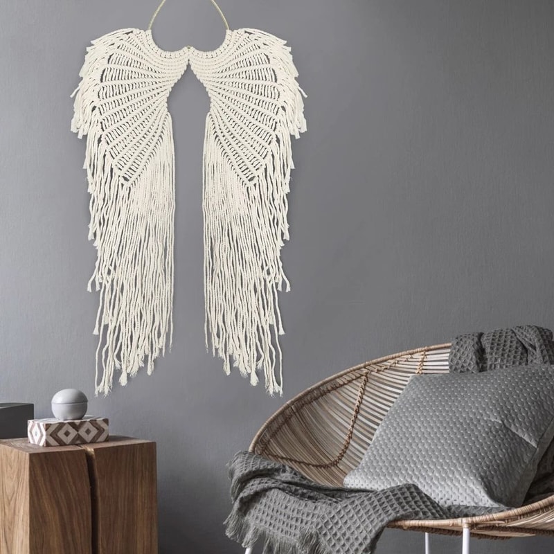 DIY Angel Wing Woven Tapestry Macrame Boho Wall Hanging Unique Home Decor Boho Room Art Perfect Gif 2