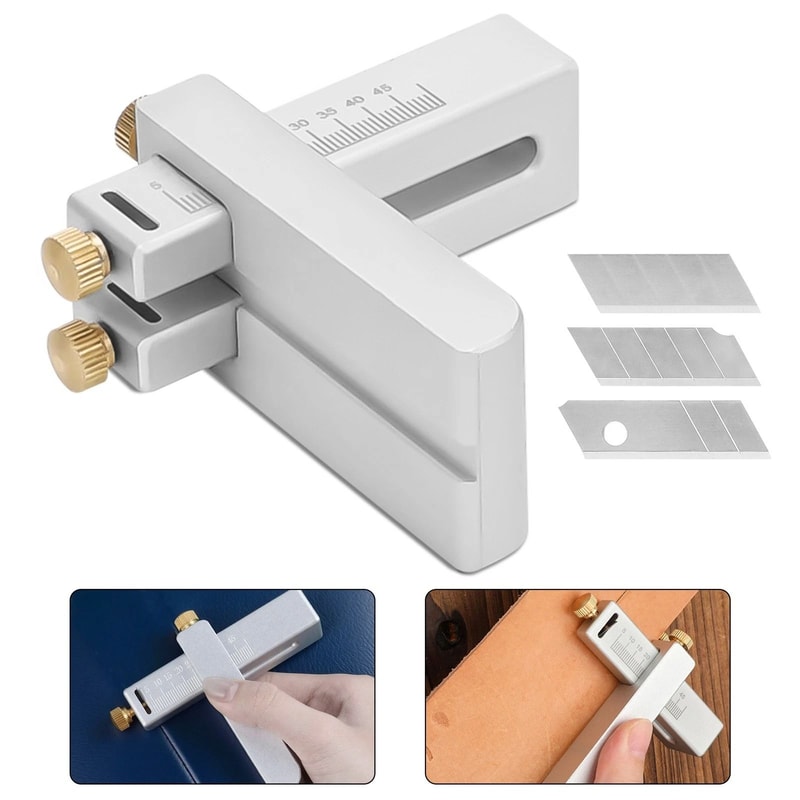 Adjustable Leather Cutter Tool Aluminum Alloy Body Stainless Steel Blades For Leather Strips Belts 5