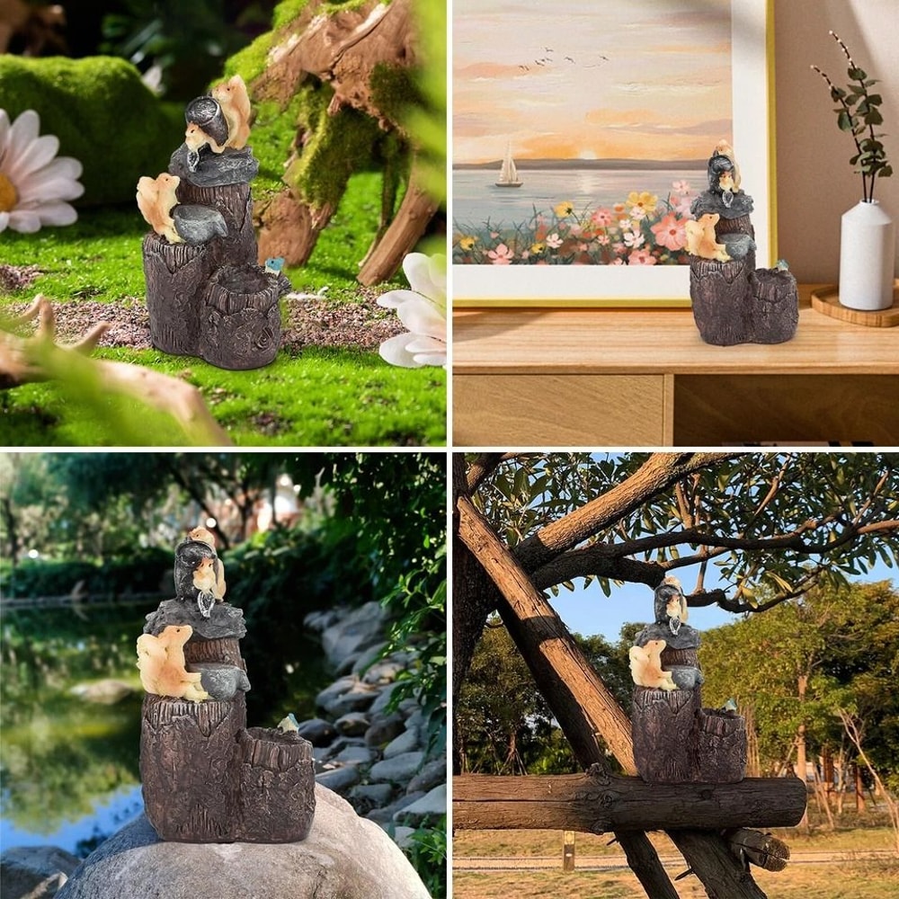Resin Squirrel Sculpture Cute Animal Statue For Garden Yard Balcony Family Bathing Yard Decoration 4