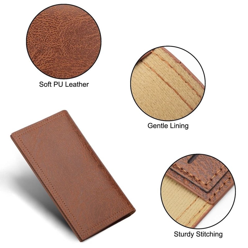 Slim Bifold Mens Long Wallet RFID Blocking PU Leather Purse Credit Card Holder Durable Design 4