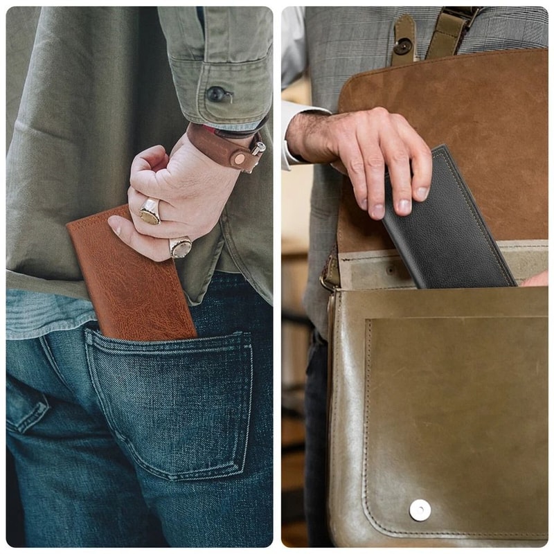 Slim Bifold Mens Long Wallet RFID Blocking PU Leather Purse Credit Card Holder Durable Design 6