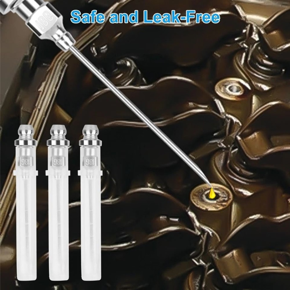 Grease Gun Accessory Kit With Needle Nozzles Rubber Tip Dispenser Adapters For Precision Lubricatio